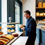 **

"A bright and inviting bakery interior, featuring shelves filled with a variety of artisan breads and pastries. A fully clothed baker, in appropriate professional attire, smiles warmly from behind the counter. Sunlight streams through the large front windows. Cozy seating area with customers enjoying coffee and baked goods. Focus on the visual appeal and the inviting atmosphere. Perfect anatomy, natural proportions, safe for work, appropriate content, family-friendly, professional photography, high quality."

**