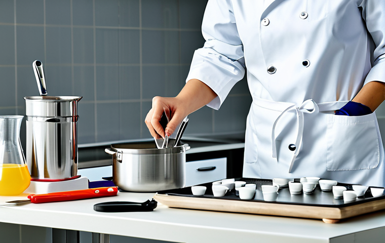 제과제빵 자격증 시험 준비물 체크리스트 - Preparing for the Exam**
"A well-organized table with baking tools neatly arranged: scale, beakers,...